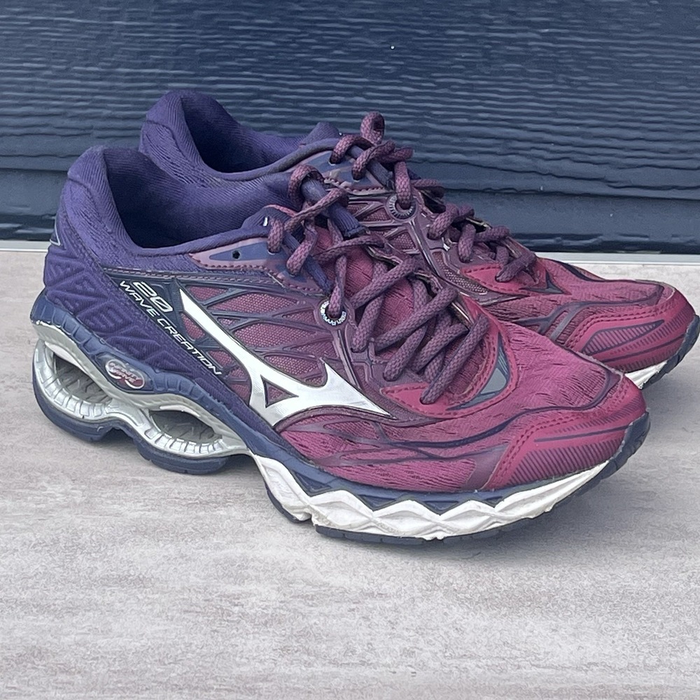 Mizuno  Womens Size 7 Wave Creation 20 Plum Purple Perfect Mesh Running Shoes‎
